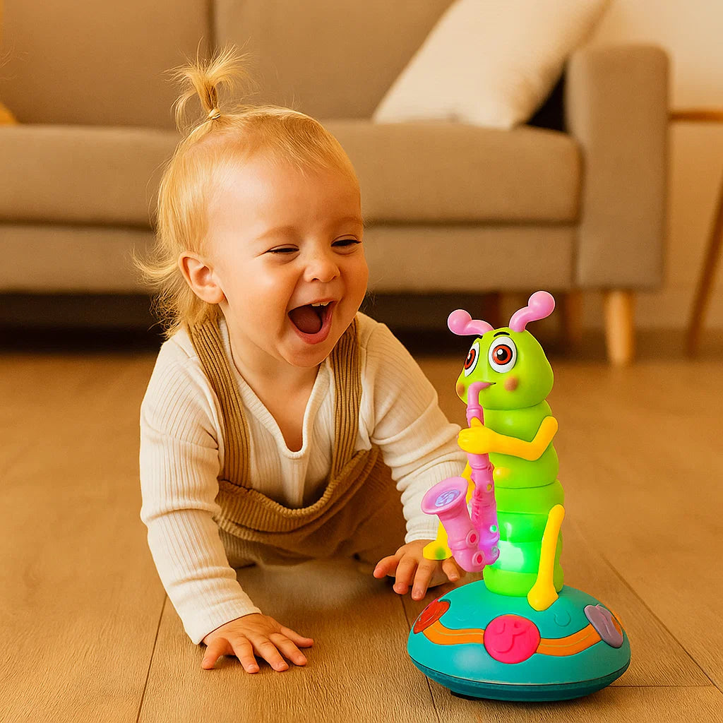 Musical Crawling Toy for Babies ⎜ Spinning Caterpillar with Lights and Sound for Early Learning and Fun Movement