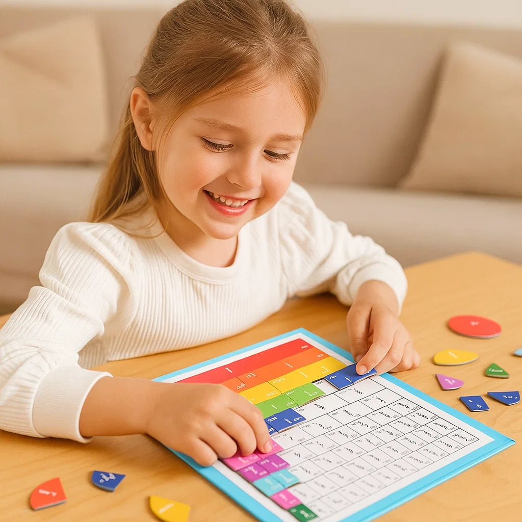 Magnetic Fraction Learning Board for Kids ⎜ Colorful Math Tool for Understanding Fractions and Operations