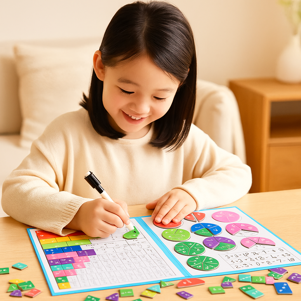 Magnetic Fraction Learning Board for Kids ⎜ Colorful Math Tool for Understanding Fractions and Operations