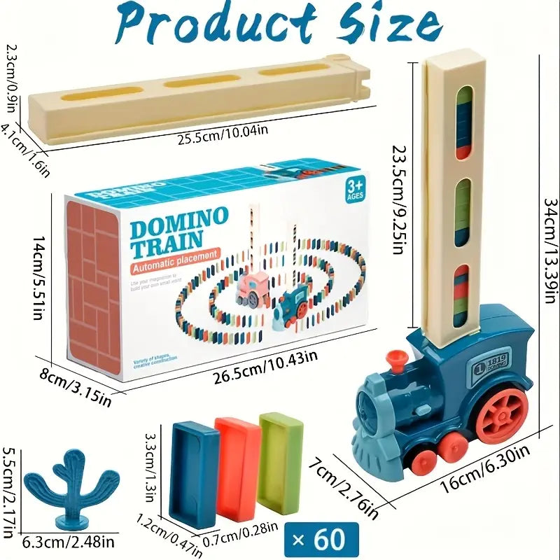 Domino Train Toy for Kids ⎜ Automatic Track Laying with Lights and Sound for Creative Learning Fun
