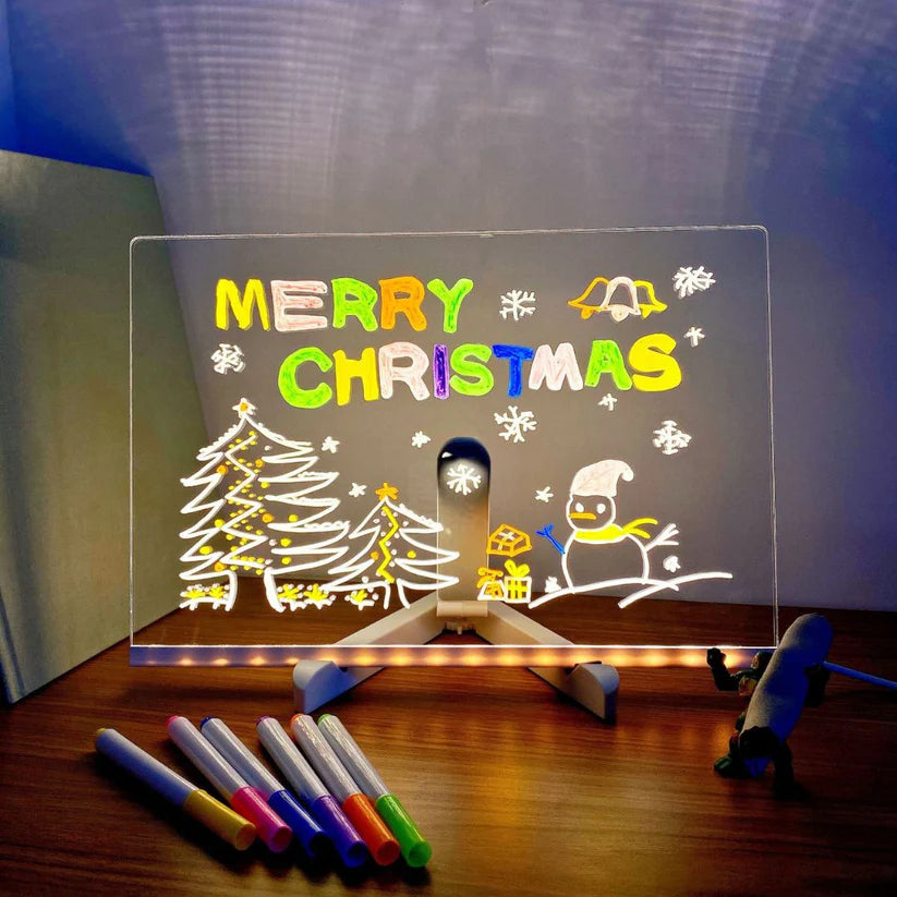 LED Writing Drawing Board for Kids ⎜ Reusable Light-Up Surface for Creative Notes, Art and Learning