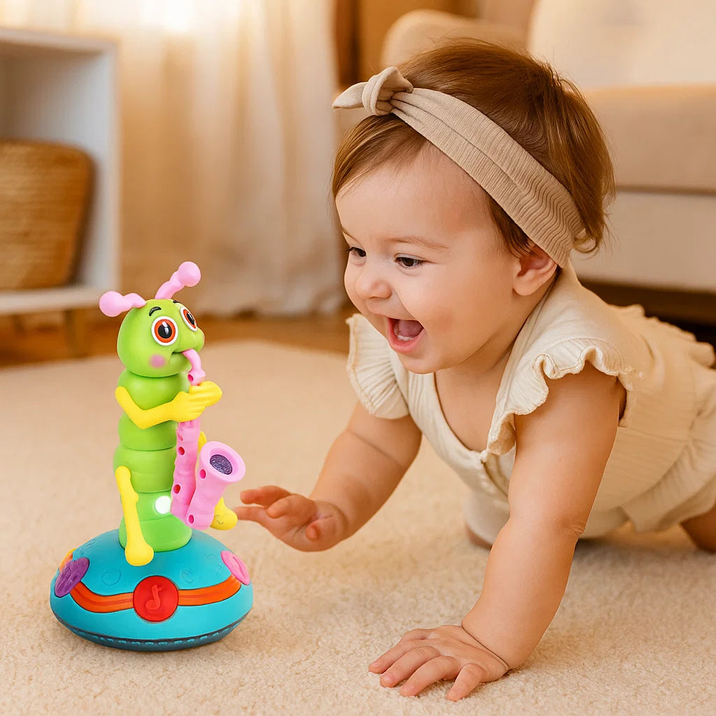 Musical Crawling Toy for Babies ⎜ Spinning Caterpillar with Lights and Sound for Early Learning and Fun Movement