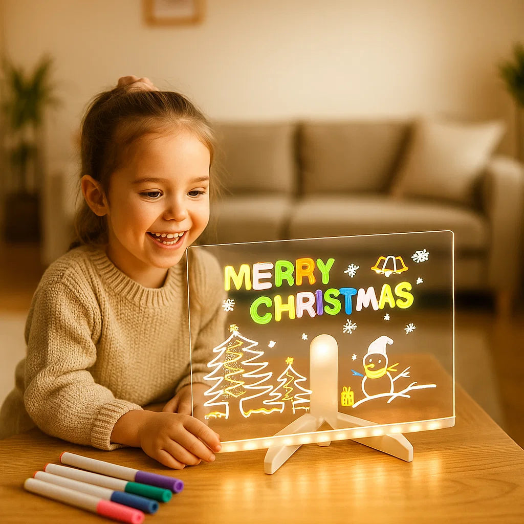 LED Writing Drawing Board for Kids ⎜ Reusable Light-Up Surface for Creative Notes, Art and Learning