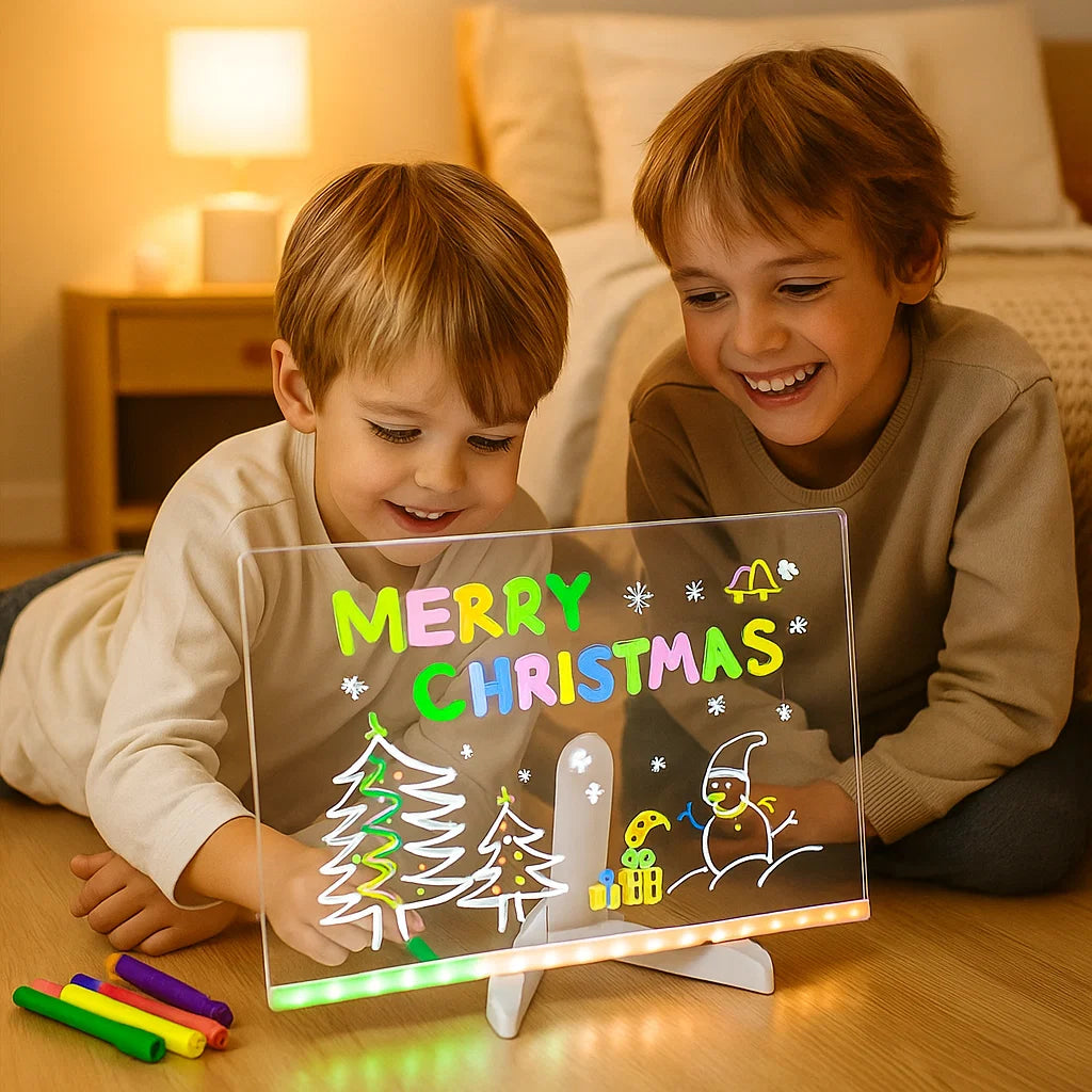 LED Writing Drawing Board for Kids ⎜ Reusable Light-Up Surface for Creative Notes, Art and Learning