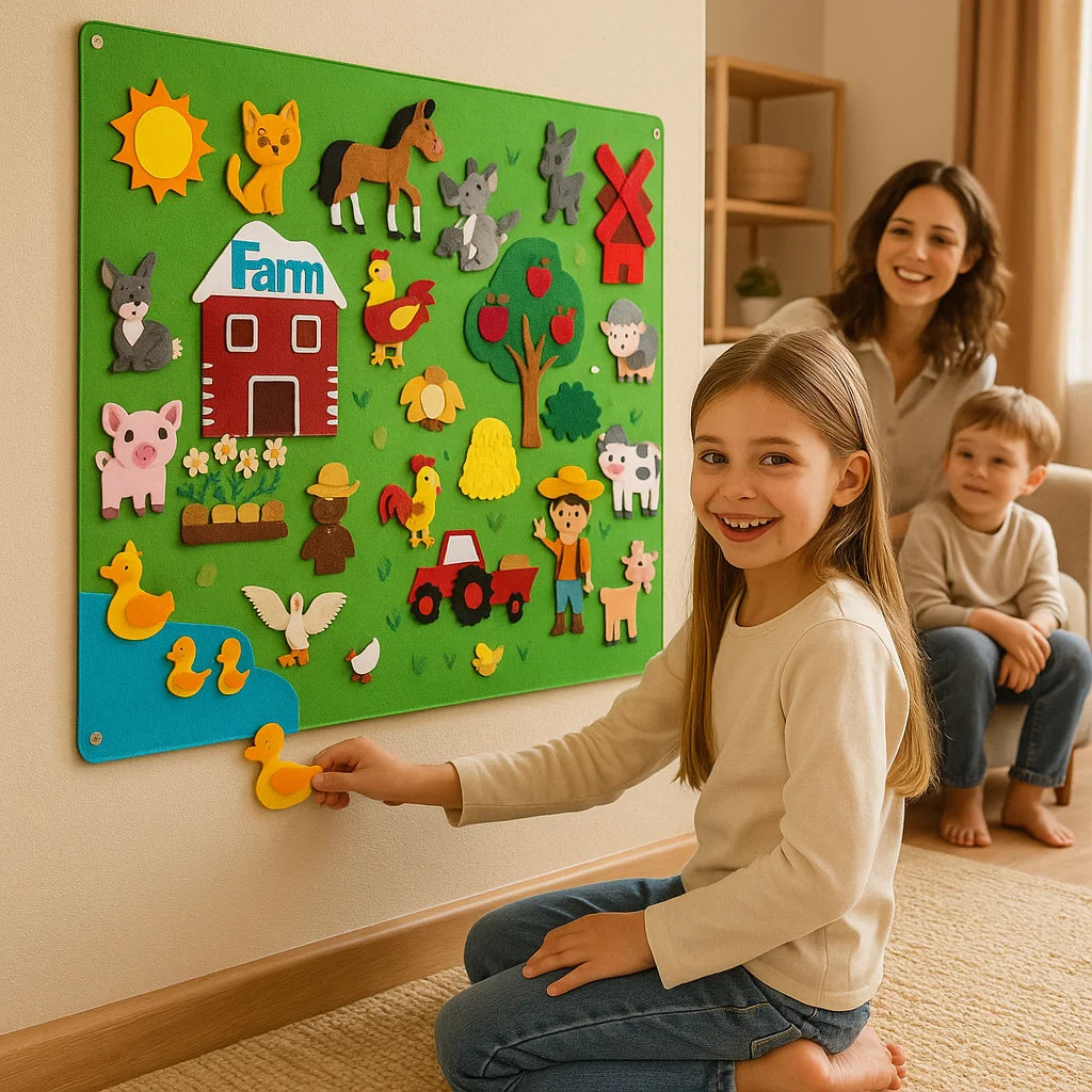 Felt Story Board for Kids ⎜ Educational DIY Set for Learning Animals, Imagination and Storytelling Fun