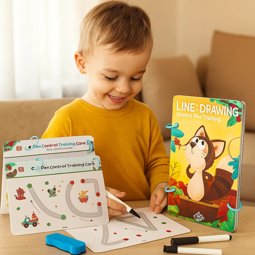 Pen Control Training Book for Kids ⎜ Reusable Drawing Practice to Boost Focus and Hand-Eye Coordination