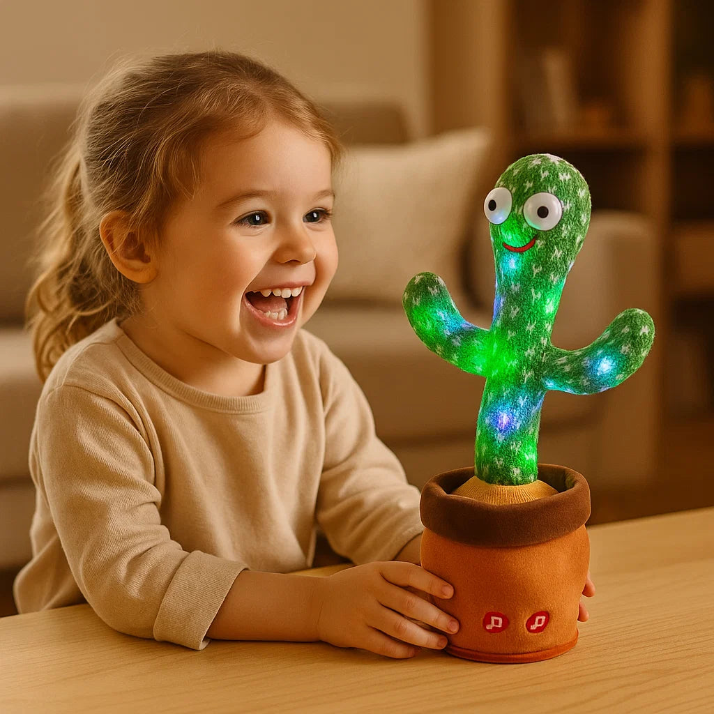 Dancing Cactus Toy for Kids ⎜ Singing Plush with Lights and Voice Mimicry for Interactive Musical Fun