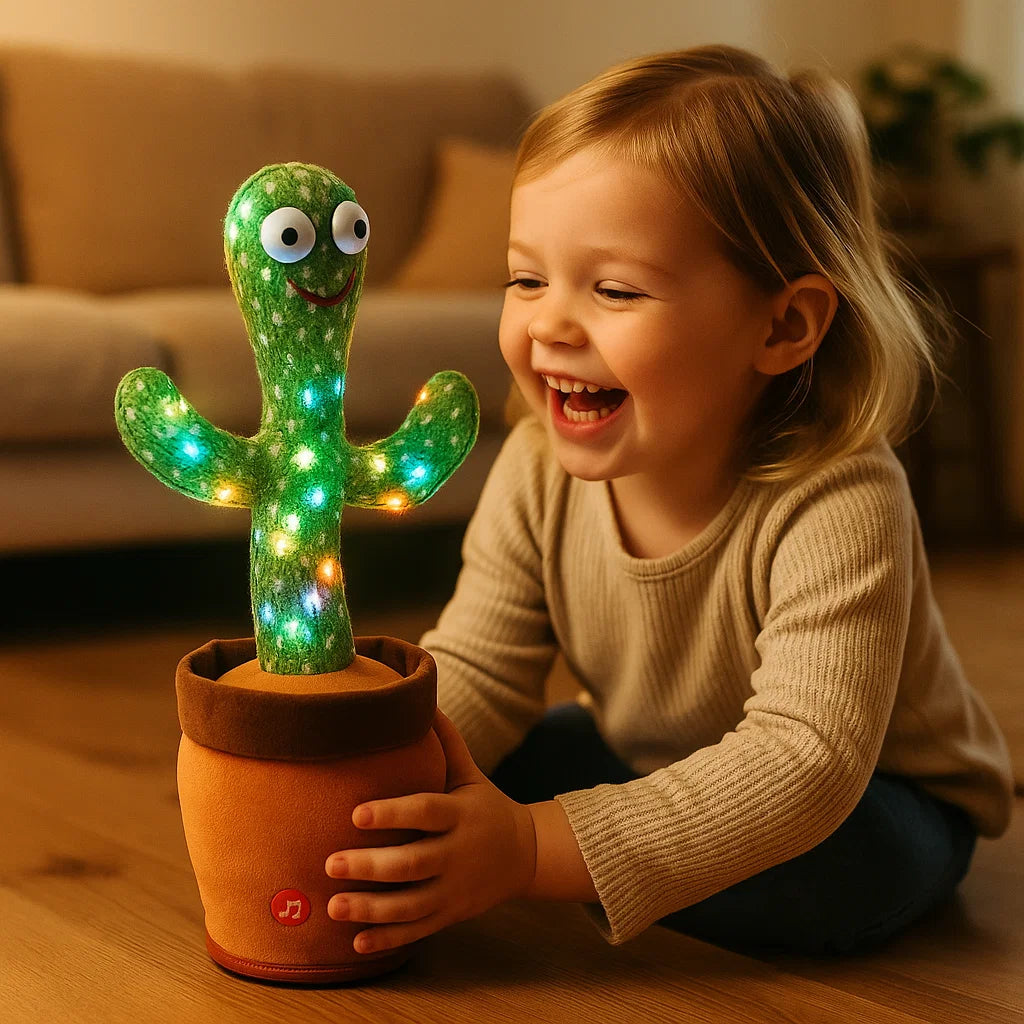Dancing Cactus Toy for Kids ⎜ Singing Plush with Lights and Voice Mimicry for Interactive Musical Fun