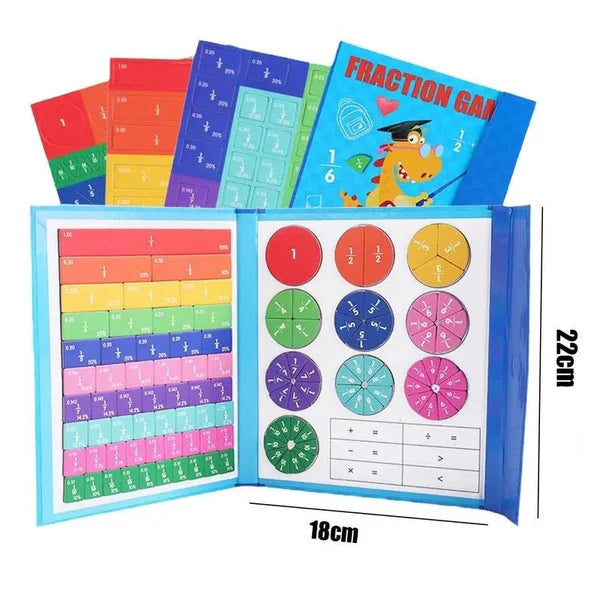 Magnetic Fraction Learning Board for Kids ⎜ Colorful Math Tool for Understanding Fractions and Operations