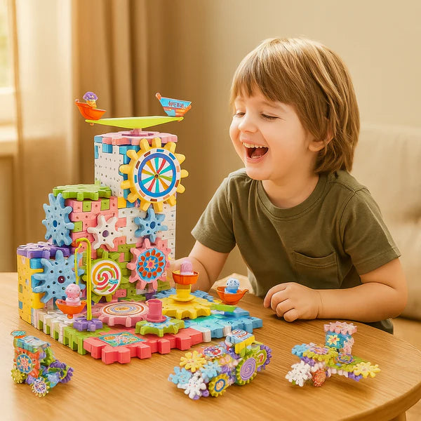Mechanical Gear Building Blocks for Kids ⎜ Electric STEM Toy for Creative Play and Early Education Fun