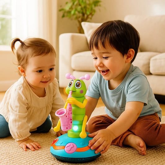 Musical Crawling Toy for Babies ⎜ Spinning Caterpillar with Lights and Sound for Early Learning and Fun Movement