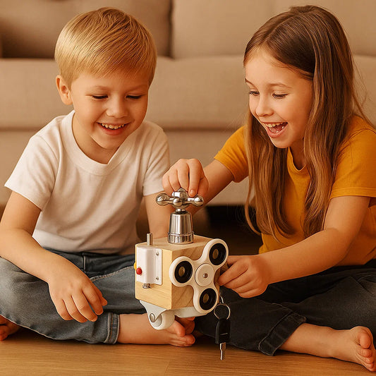 Wooden Busy Cube for Toddlers ⎜ Educational Activity Toy for Fine Motor Skills and Early Sensory Learning