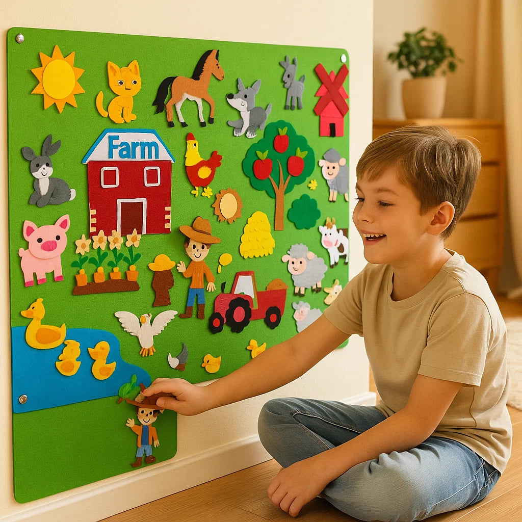 Felt Story Board for Kids ⎜ Educational DIY Set for Learning Animals, Imagination and Storytelling Fun