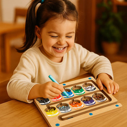 Wooden Magnetic Counting Board ⎜ Color Sorting Game with Pen for Early Learning and Fine Motor Skills