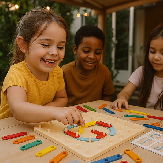 Montessori Pegboard Puzzle for Kids ⎜ Creative Shape Matching Toy with Letters and Numbers for Early Learning