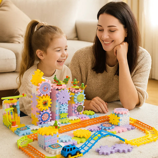 Mechanical Gear Building Blocks for Kids ⎜ Electric STEM Toy for Creative Play and Early Education Fun