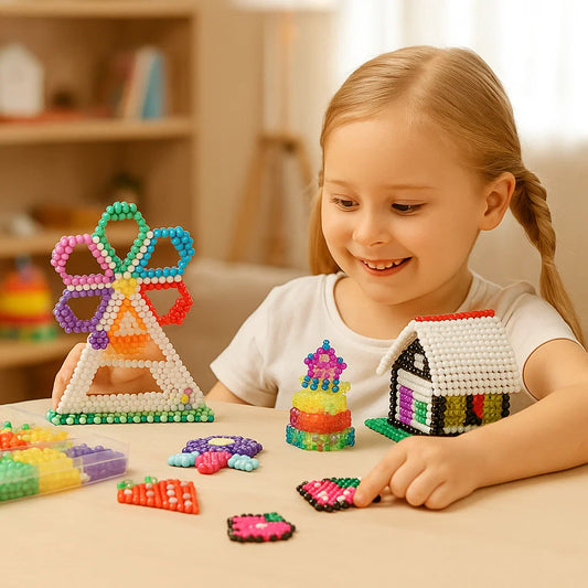 DIY Water Bead Craft Kit for Kids ⎜ Creative Educational Toy for Building Colorful 3D Shapes and Designs